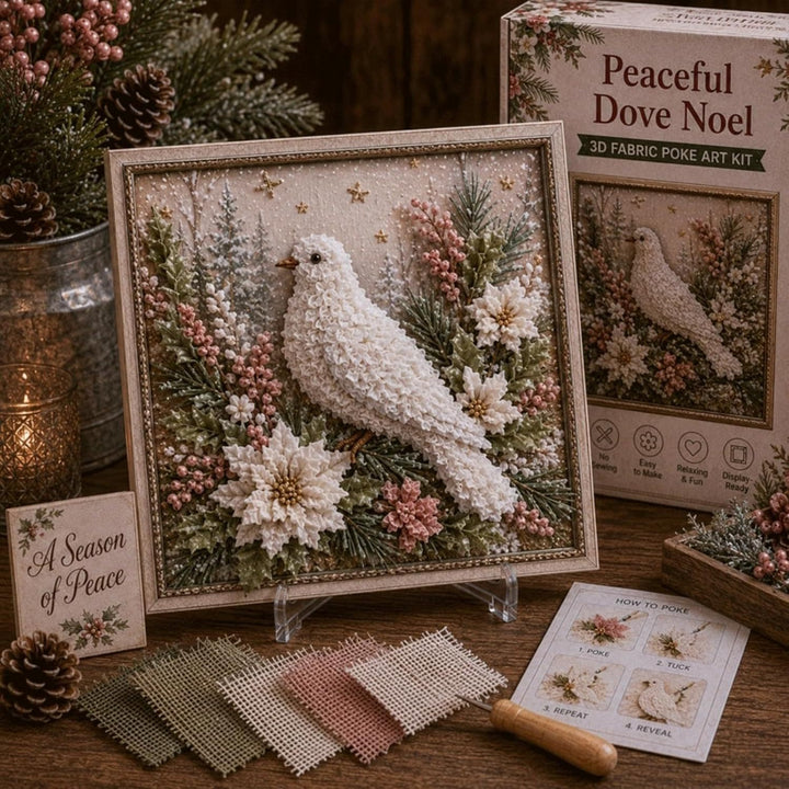 3D fabric poke art Christmas cardinal in frame