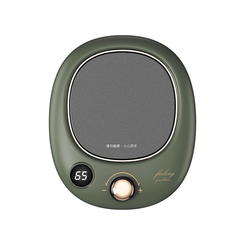 Dark green smart mug warmer with display