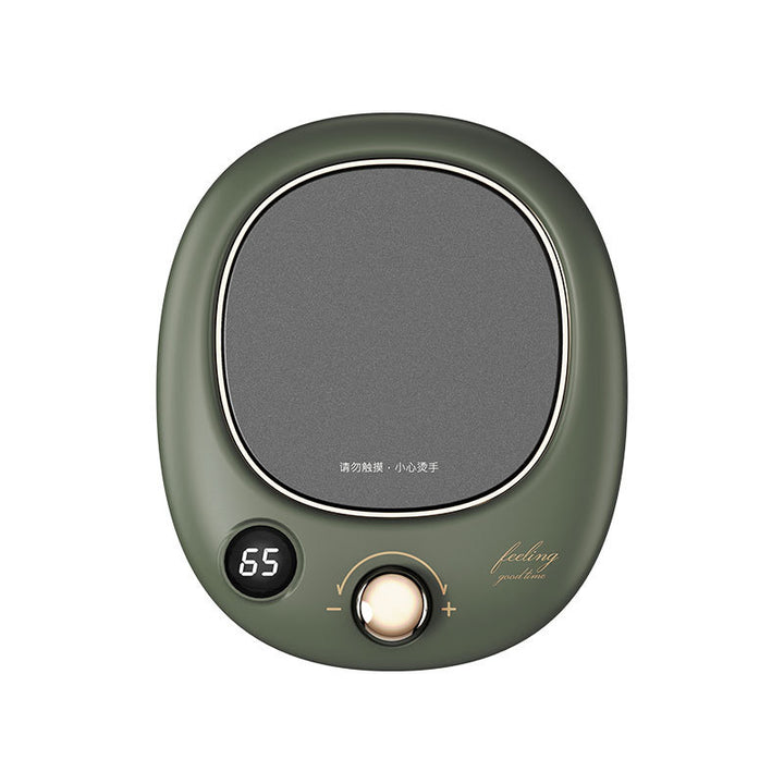 Dark green smart mug warmer with display