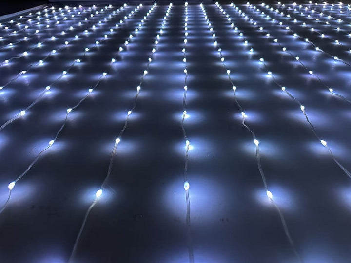 Smart LED curtain light showing a Christmas pattern