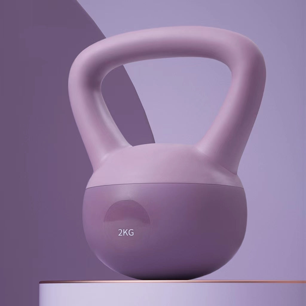 Light pink soft-shell kettlebell for home
