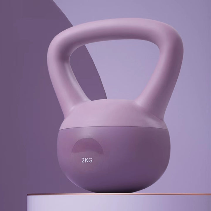 Light pink soft-shell kettlebell for home