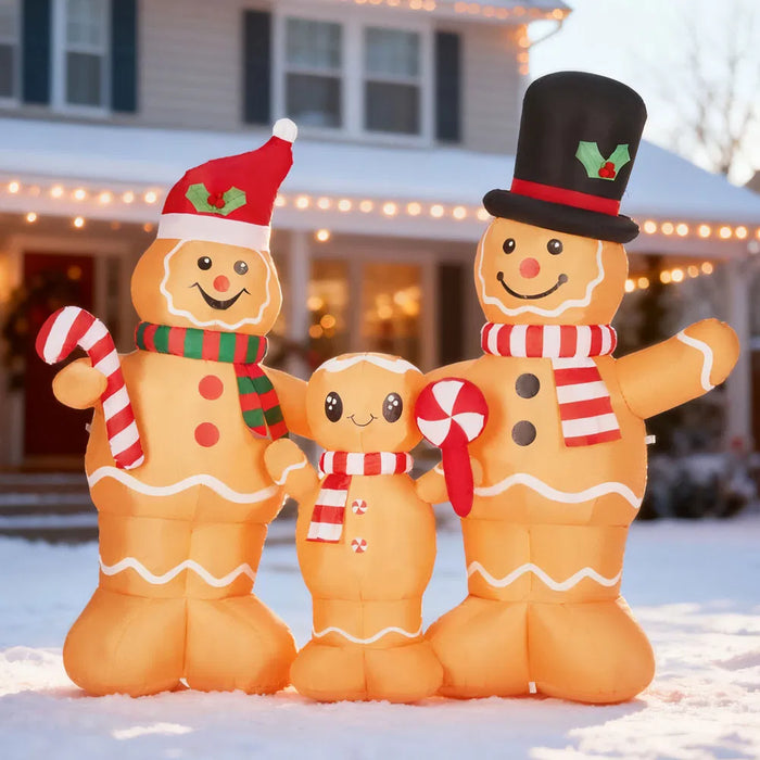 Heat Grove 6.3 ft Inflatable Gingerbread Family of Three