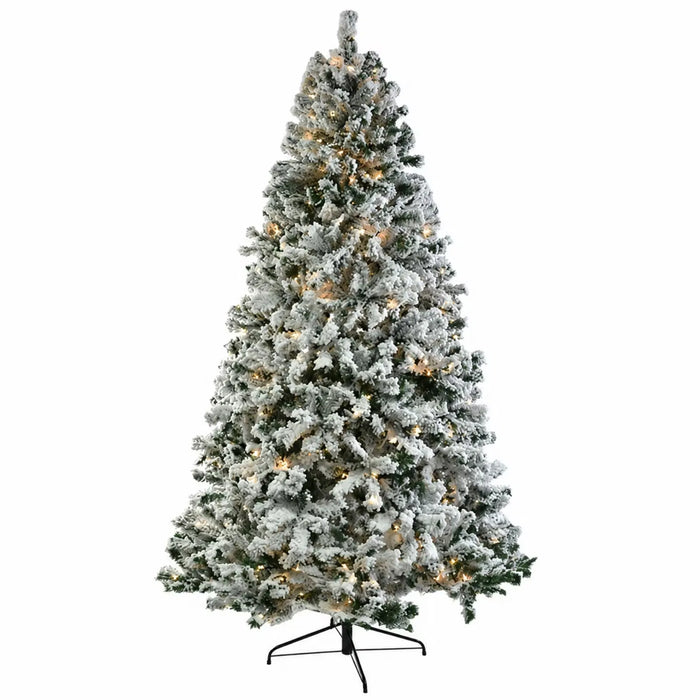 Heat Grove 7 ft Pre-Lit Flocked Christmas Tree with Warm and Cool LEDs