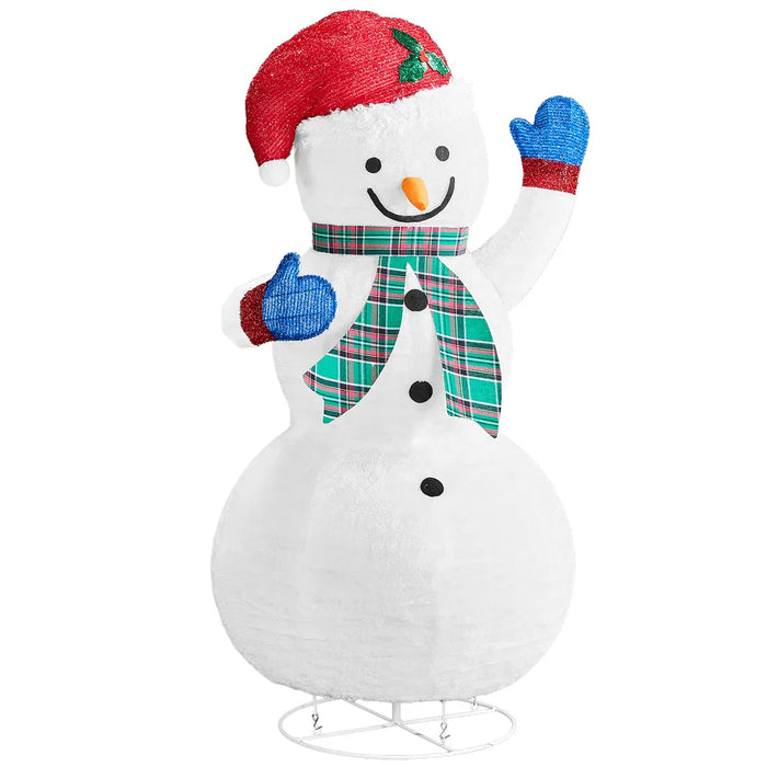 Heat Grove 4 ft Collapsible Lighted Snowman with Plaid Scarf