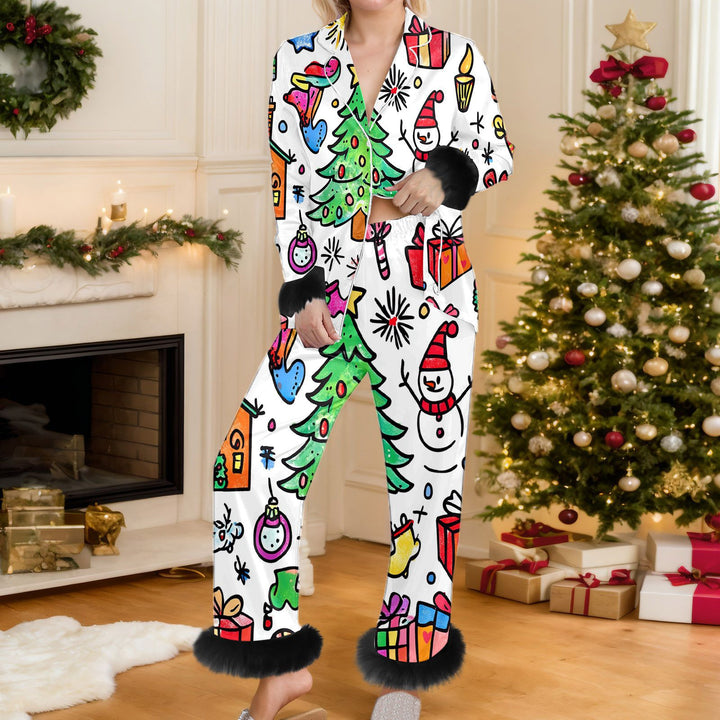 Woman in a red Santa pajama set
