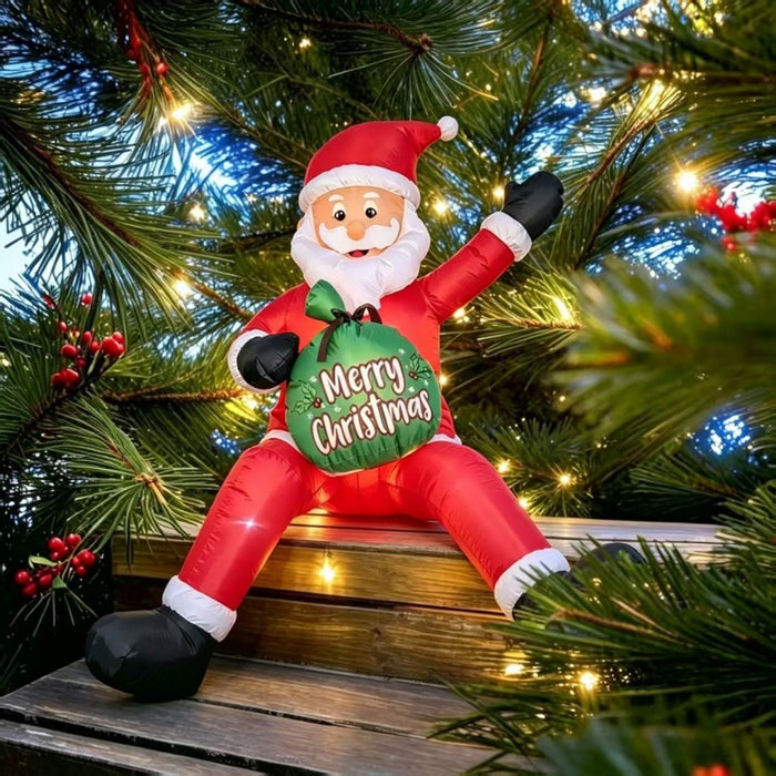 Heat Grove Inflatable Santa Claus with Gift Sack, Self-Inflating
