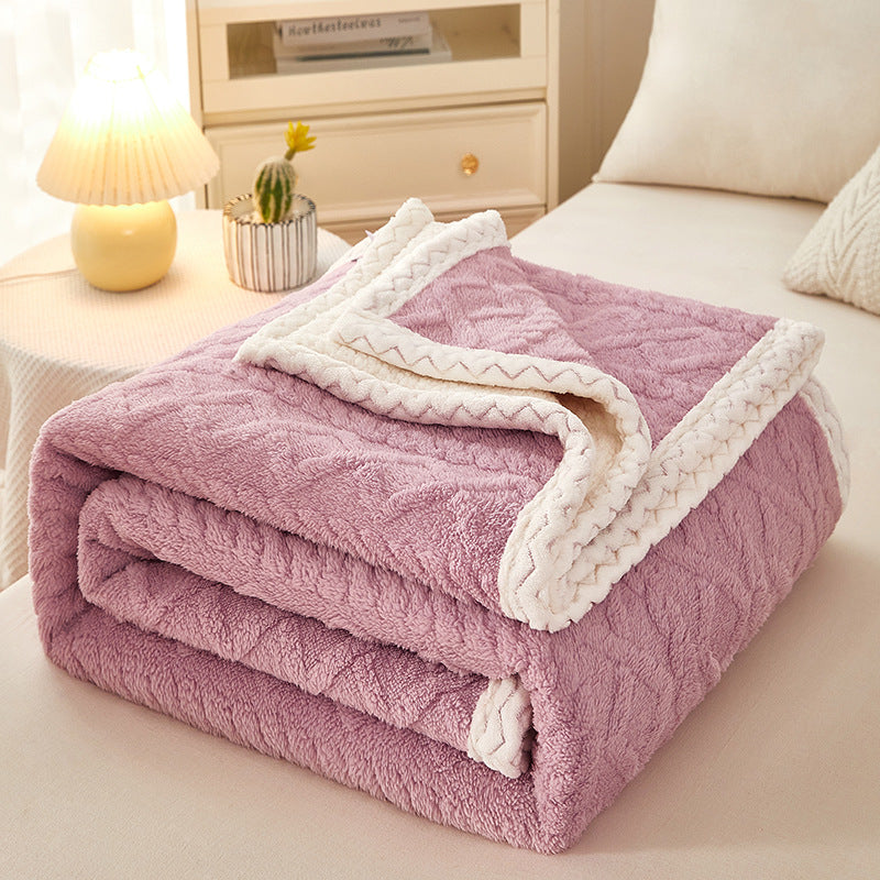 Thick coral fleece sherpa blanket folded