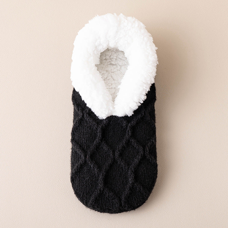 Plush-lined slipper socks with grip dots