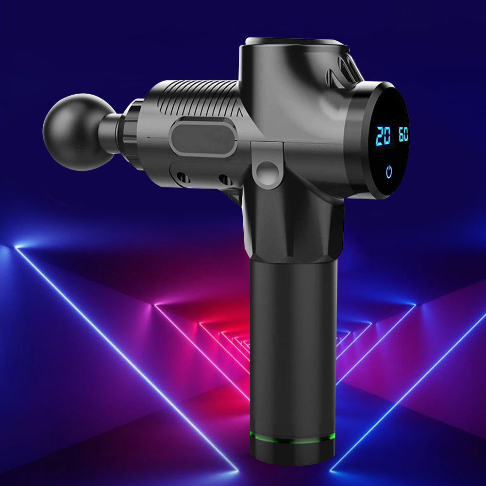 Massage gun with LCD screen and heads