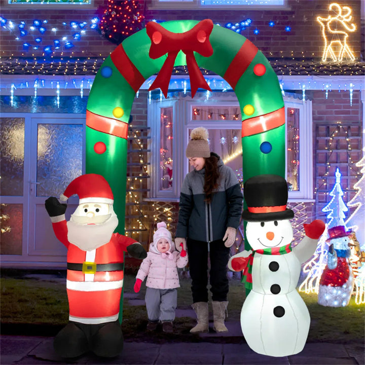 Inflatable Christmas arch with Santa snowman