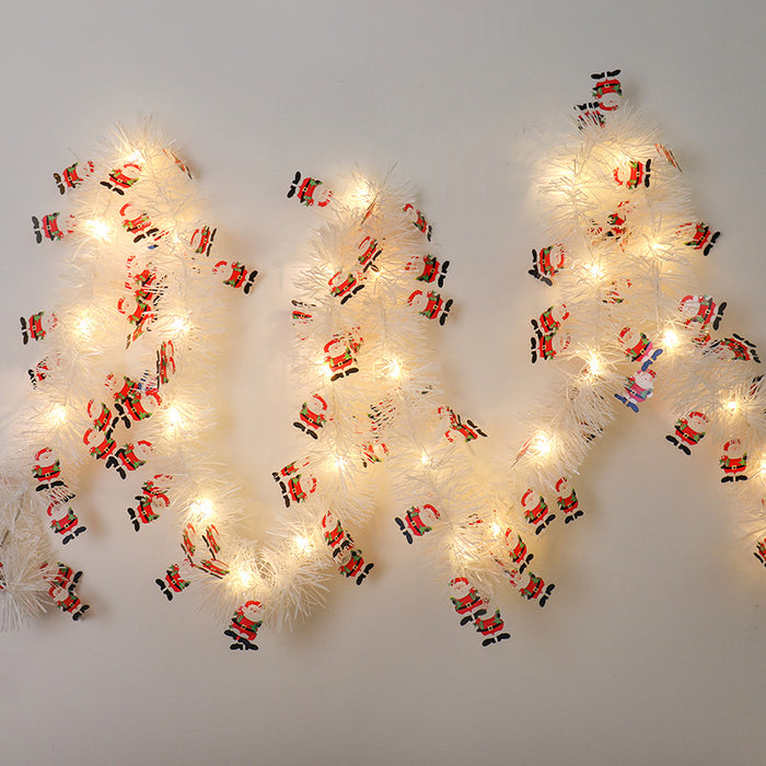 Heat Grove Christmas Tinsel Garland with LED Lights and Figures