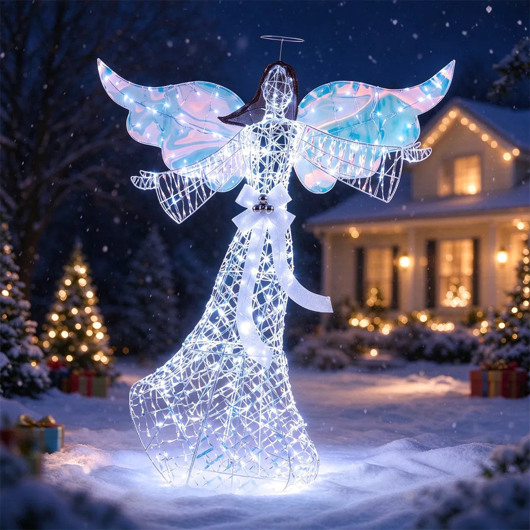 Lighted iridescent Christmas angel figure