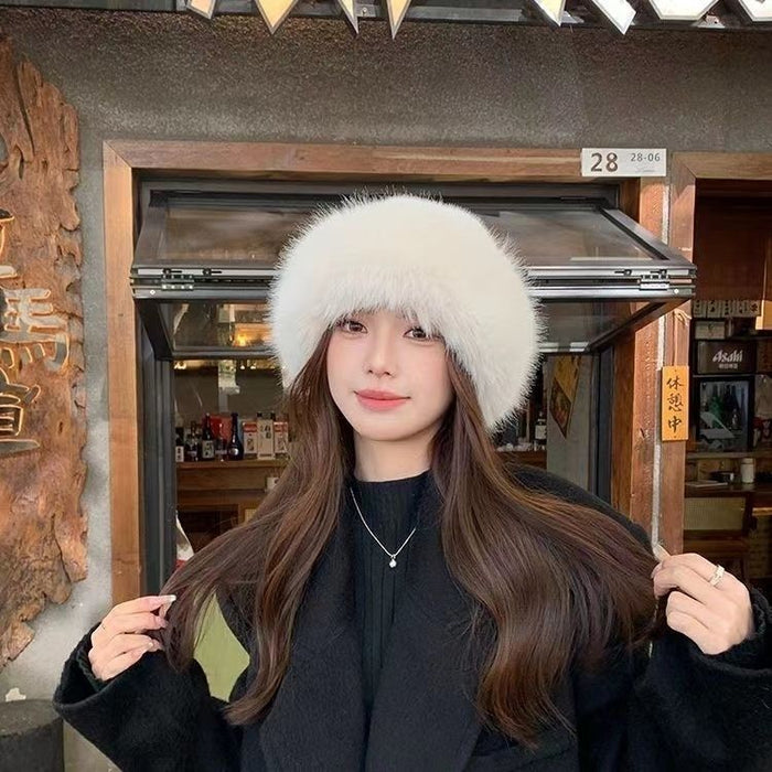 Heat Grove Fluffy Faux Fur Roll-Brim Winter Hat, Lightweight