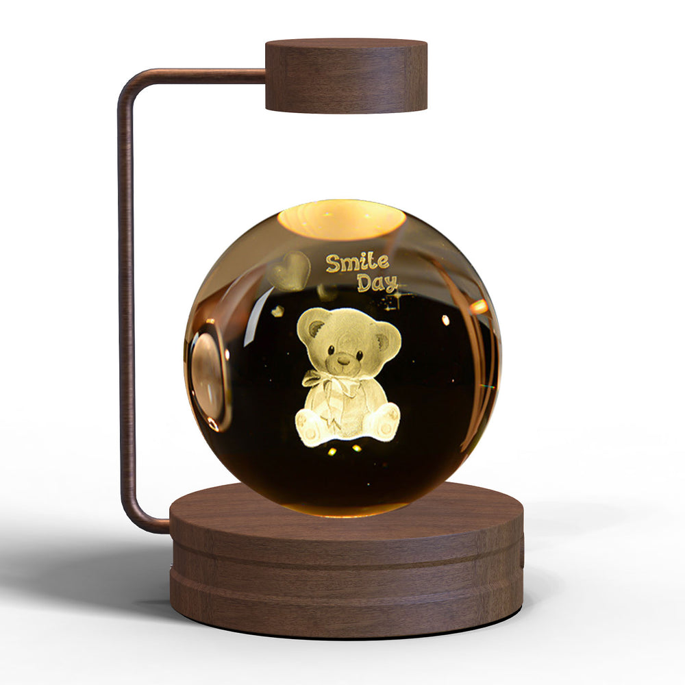 Crystal ball lamp with engraved galaxy