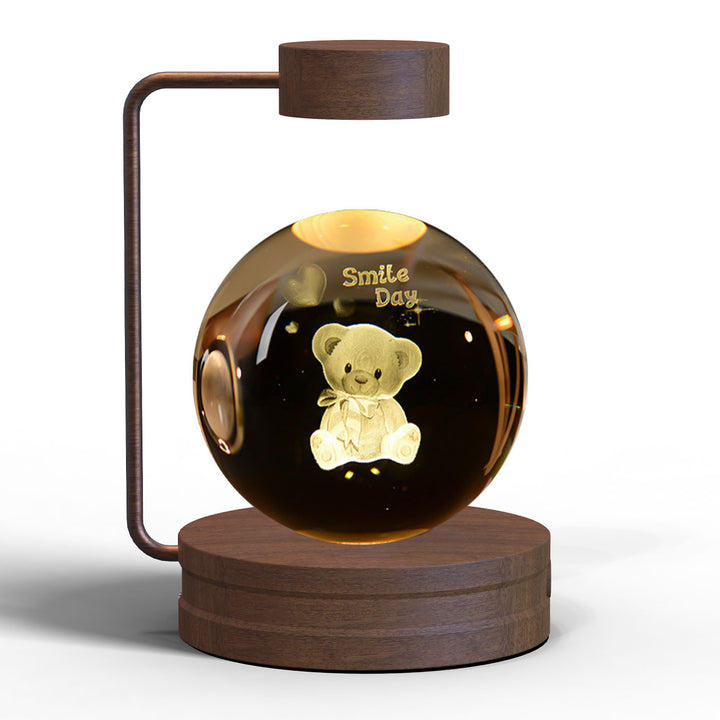 Crystal ball lamp with engraved galaxy
