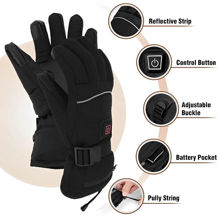 Rechargeable Heated Gloves with Carbon Fiber Elements
