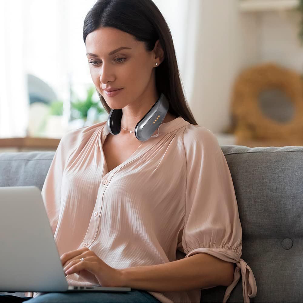 Gray cordless wearable neck heater
