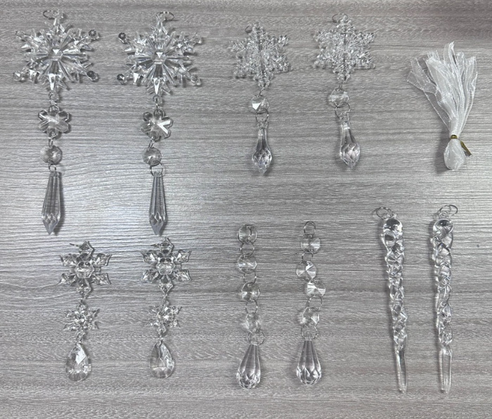 Heat Grove Acrylic Icicle Ornaments, Set of 10 Clear Pendants