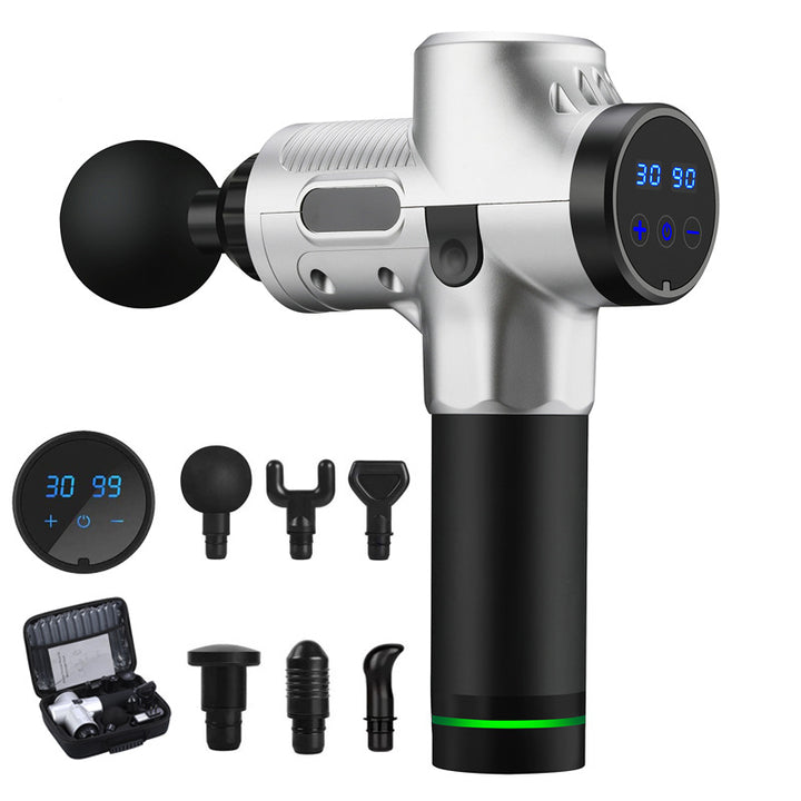 Massage gun with LCD screen and heads