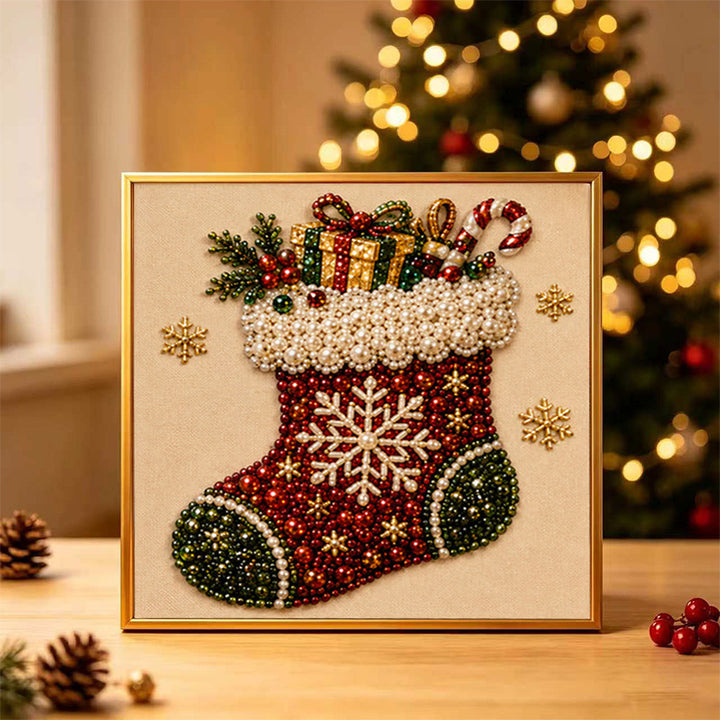 Framed Christmas diamond painting of Santa Claus