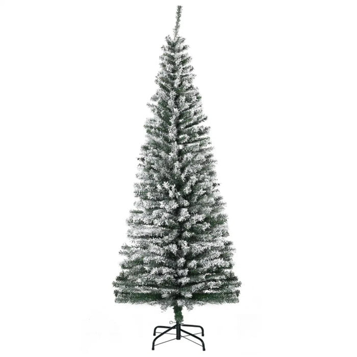 Heat Grove 6 ft Flocked Slim Christmas Tree with Foldable Base