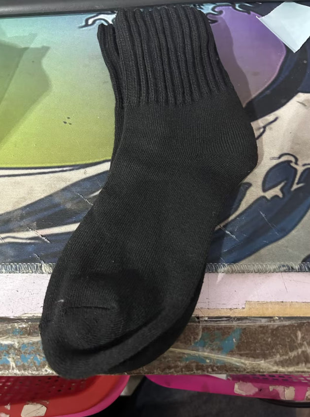 Thick ribbed knit crew socks in beige