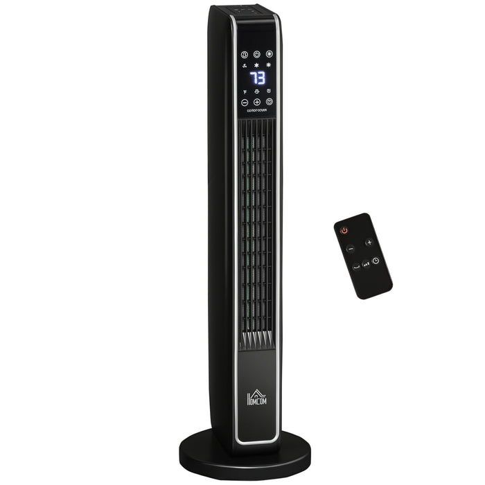 Heat Grove Black Ceramic Tower Heater with Fan Mode and 8-Hour Timer