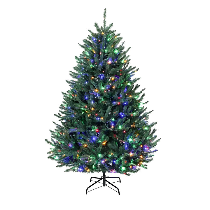 Full green Christmas tree with dual color lights