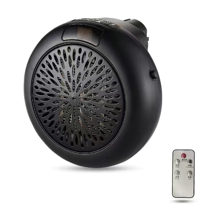 Compact heater plugged into a wall outlet