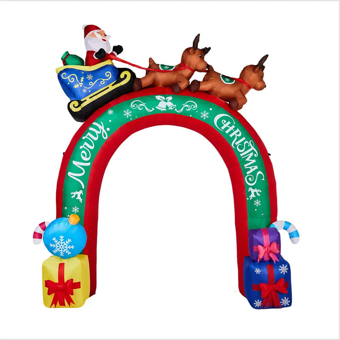 Heat Grove 10 ft Inflatable Christmas Archway with Santa's Sleigh