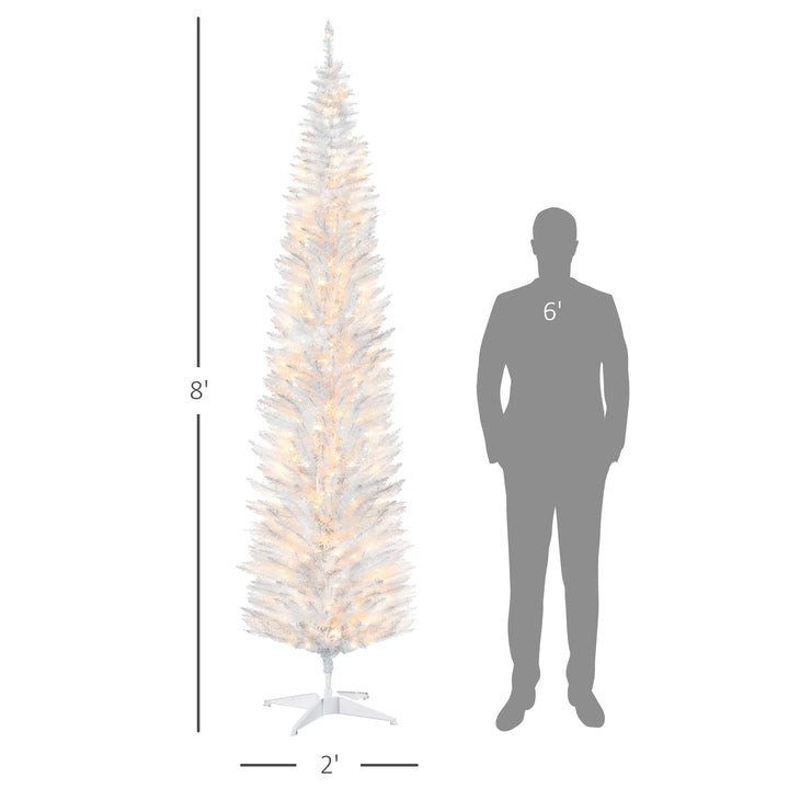 Tall white slim pre-lit Christmas tree