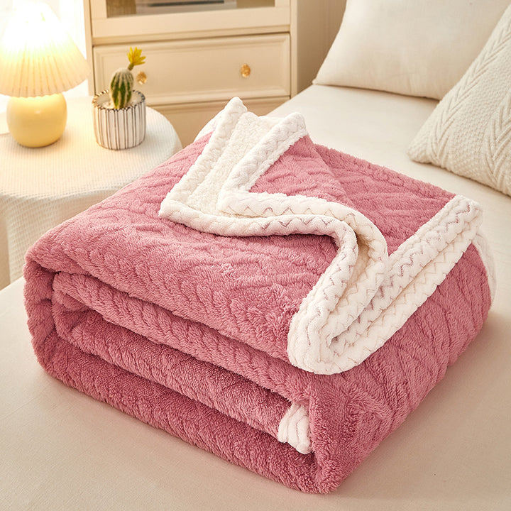 Thick coral fleece sherpa blanket folded