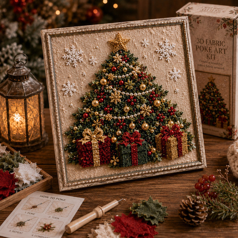 3D fabric poke art Christmas cardinal in frame