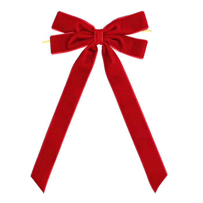 Heat Grove Velvet Christmas Bow with Long Tails and Gold Cord