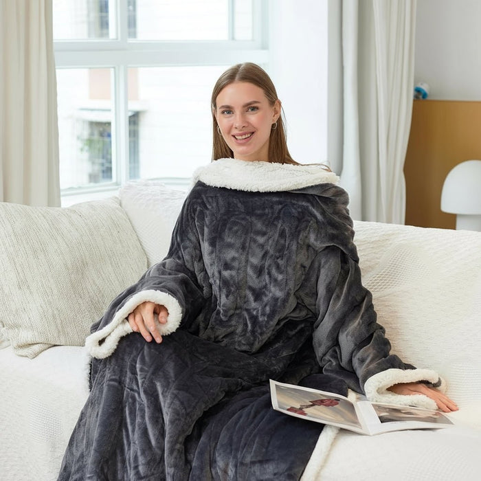 Heat Grove™ Heated Wearable Blanket with Sleeves, Foot Pocket and Timer