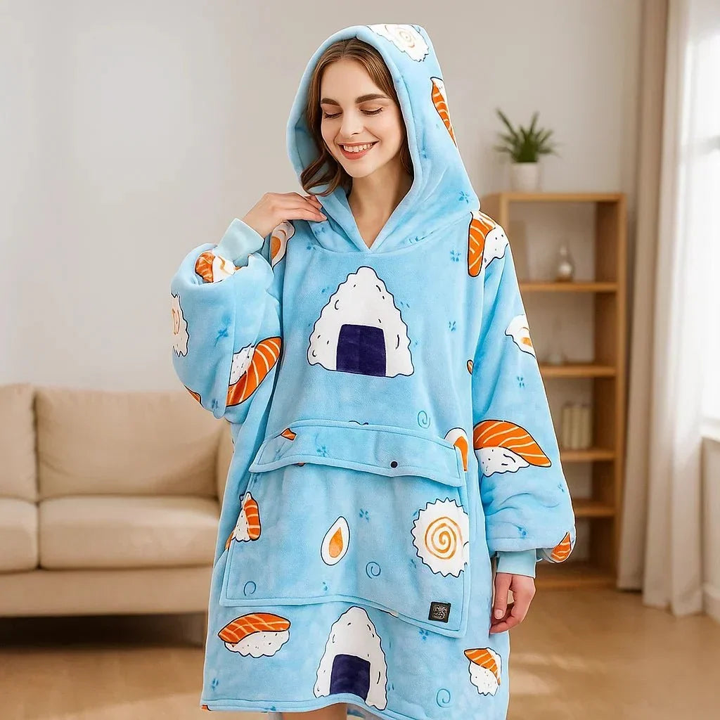 USB Heated Blanket Hoodie – Cozy Wearable Flannel Warmth