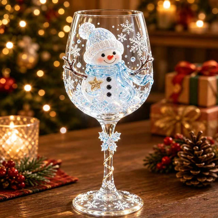 Christmas wine glass with Santa stem