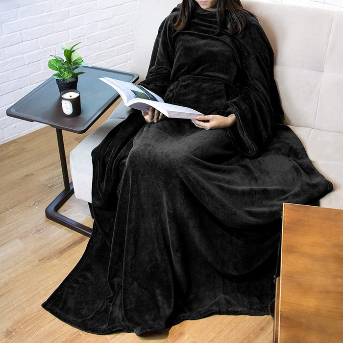 Heat Grove Long Wearable Blanket with Sleeves and Pocket
