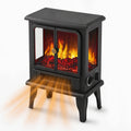 Black electric stove fireplace with glowing 3D flames