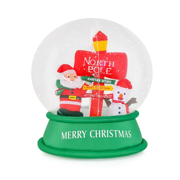 Inflatable snow globe with Santa and snowman
