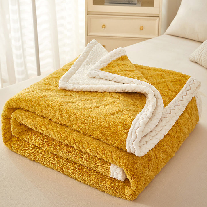 Thick coral fleece sherpa blanket folded