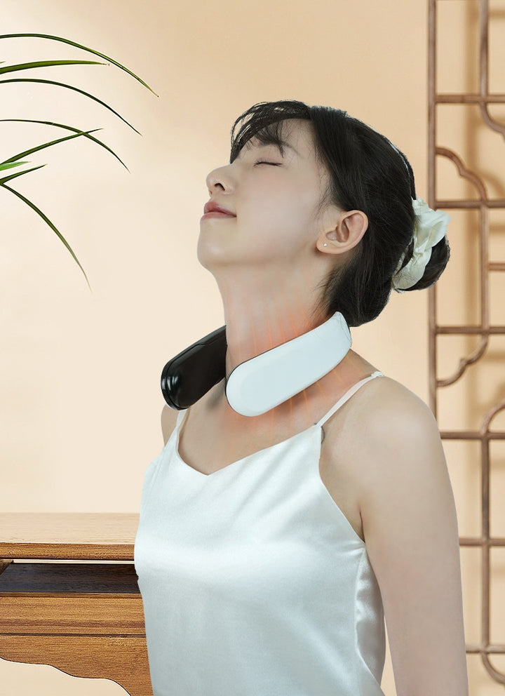 White U-shaped heated neck warmer
