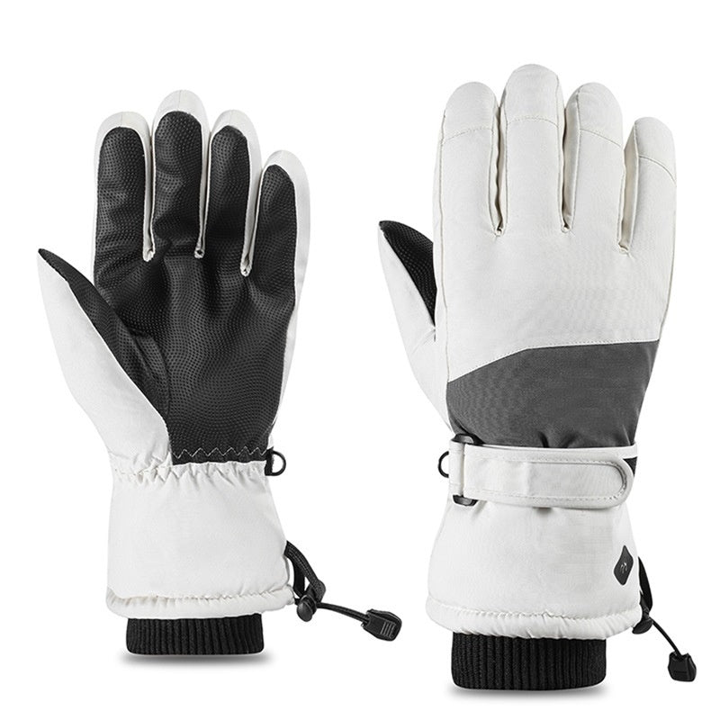 Black and white waterproof ski gloves