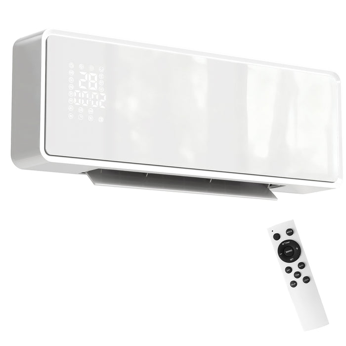 Heat Grove White Wall Heater 2000W with Glass Panel and Remote