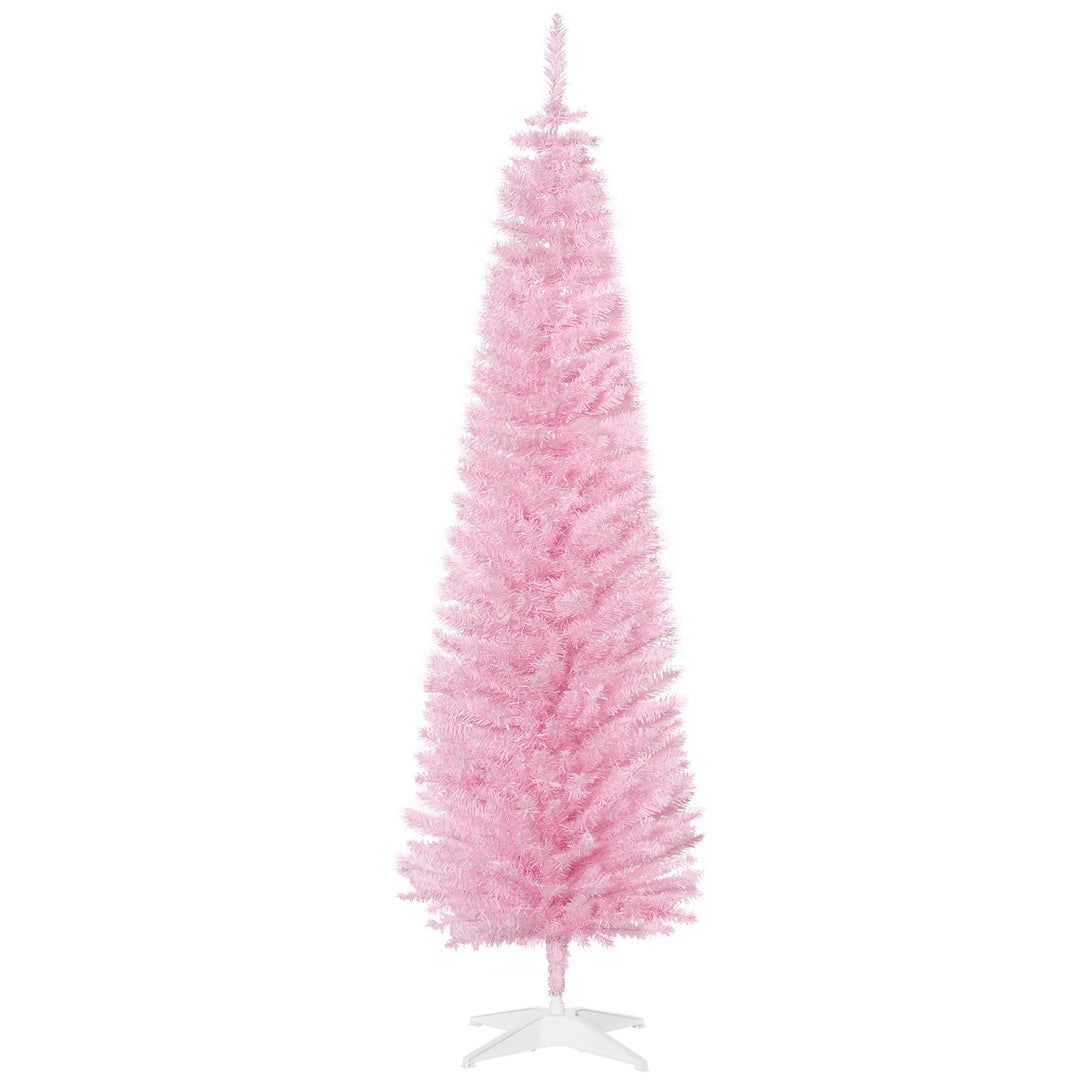 Slim pink unlit pencil Christmas tree