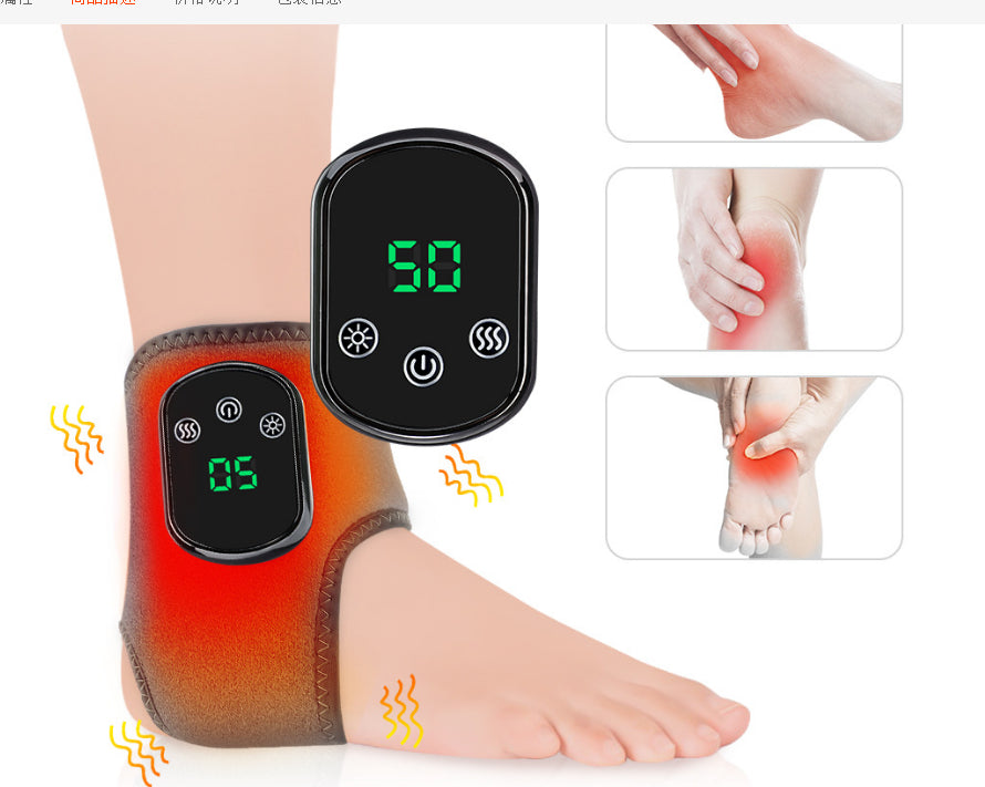 Gray heated ankle wrap with LED display