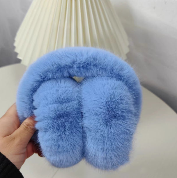 Fluffy white faux fur earmuffs