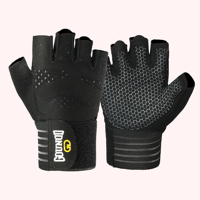 Heat Grove Half-Finger Gym Gloves with Long Wrist Wrap Support