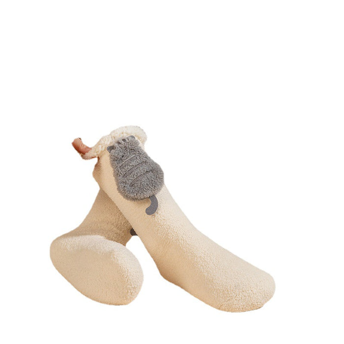 Heat Grove Fluffy Heated Socks with 3D Animal and Rechargeable Packs